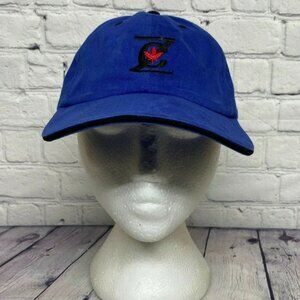 Vintage CZ Canada Hat Cap Strap Back Blue Embroidered Logo Adjustable